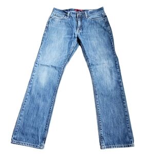 Guess  ultra slim McCrae Fit mid rise straight leg blue denim Jean pants